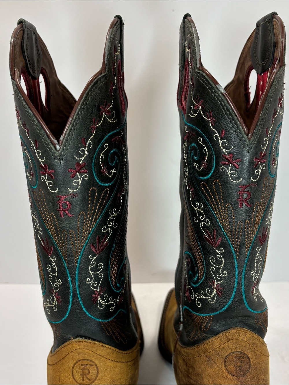 Tony Lama Women’s Embroidered Western Boots Sz 7.5 B Boho Leather Colorful 2025L - Picture 4 of 13